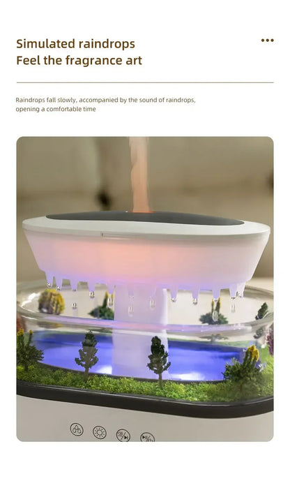 Raindrop Aroma Humidifier with White Noise & Colorful LED Light