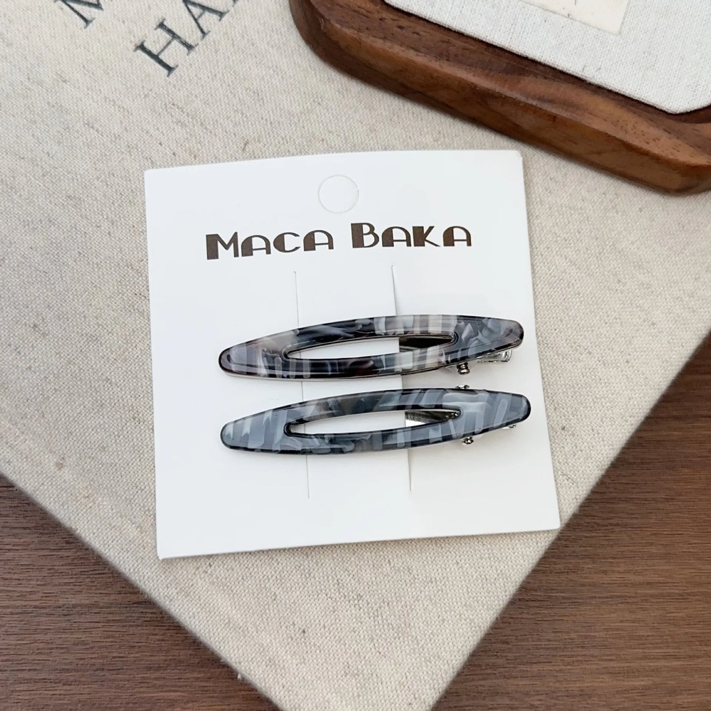 Acetate Hollow Oval Hair Clips Set