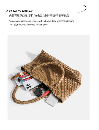 Woven PU Leather Tote Bag with Coin Purse