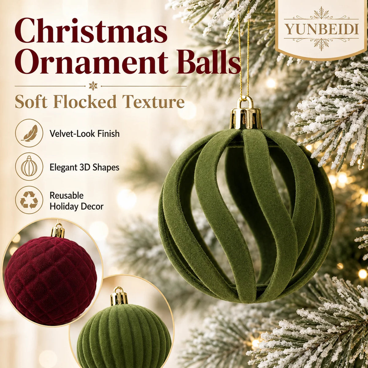 48-Piece Velvet Christmas Bauble Set