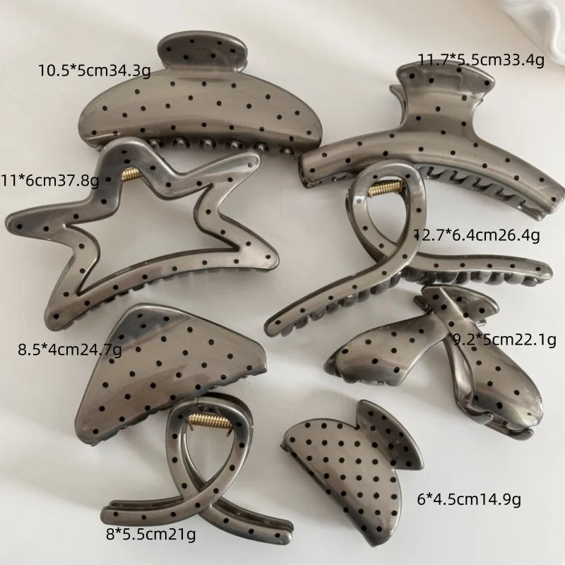 Large Black Wave Dot Hair Claw Clip