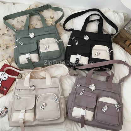 Waterproof Canvas Crossbody Tote Bag