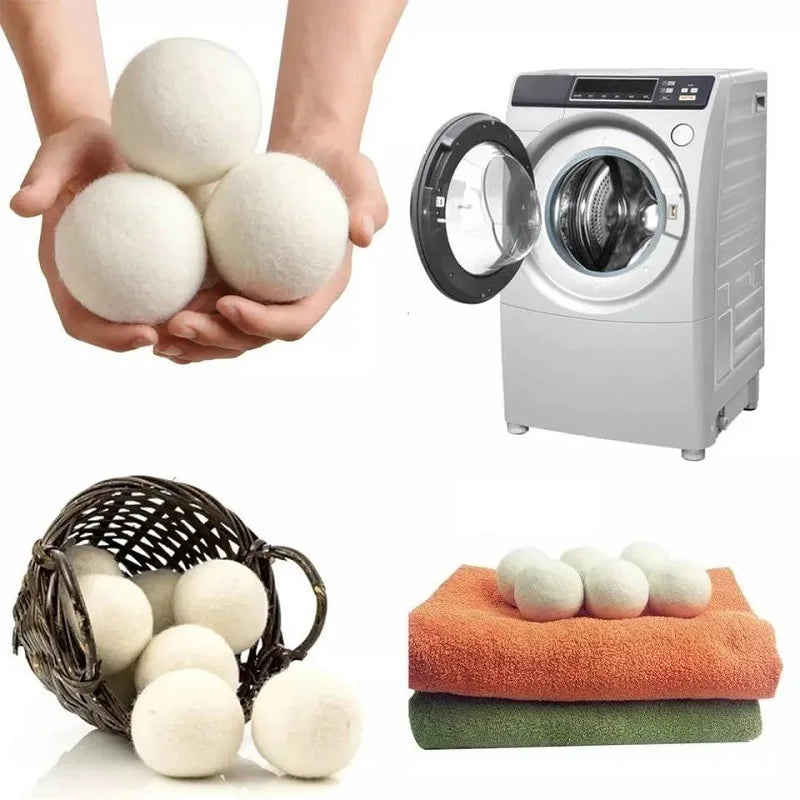 Natural Wool Dryer Balls – Reusable Laundry Fabric Softener Set