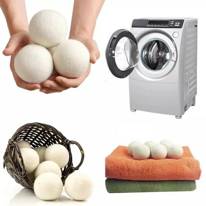 Natural Wool Dryer Balls – Reusable Laundry Fabric Softener Set