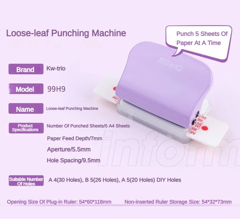Adjustable 6-Hole Planner Paper Punch