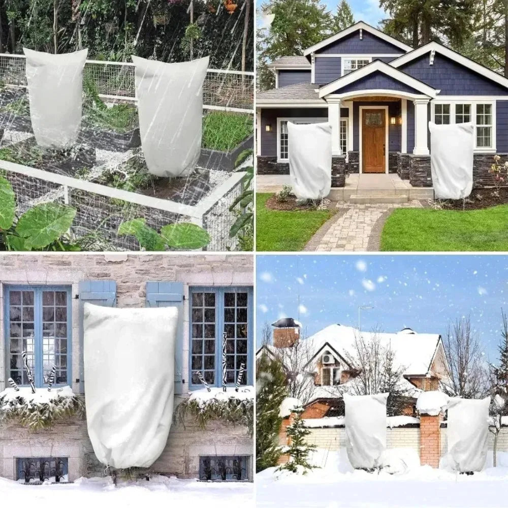 Reusable Winter Plant Protection Cover with Zipper & Drawstring