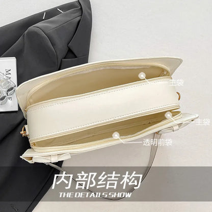 Y2K Bow Ita Bag Transparent Pocket Crossbody Handbag