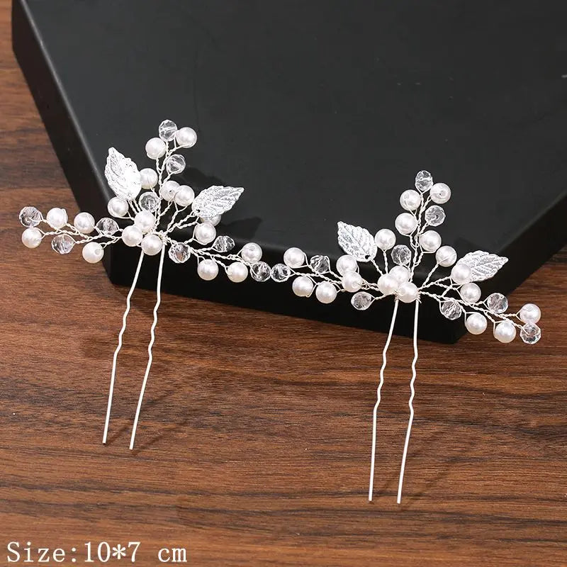 Pearl Rhinestone Flower Hair Pins