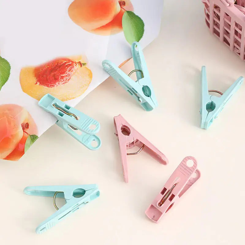 Plastic Clothespins with Storage Basket for Laundry & Home