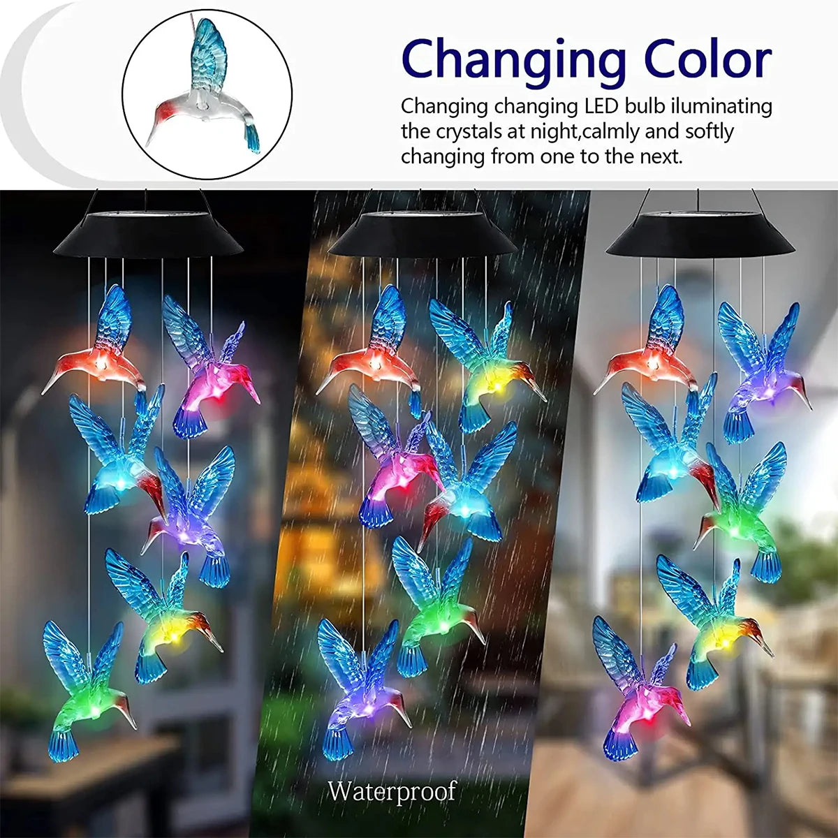 Solar Hummingbird Wind Chime Light