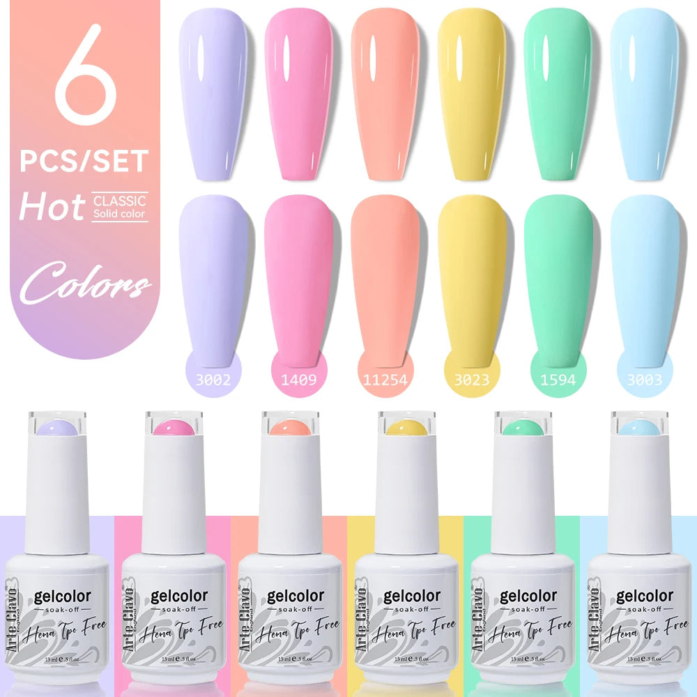 Arte Clavo 6PCS HEMA & TPO Free Gel Nail Polish Set