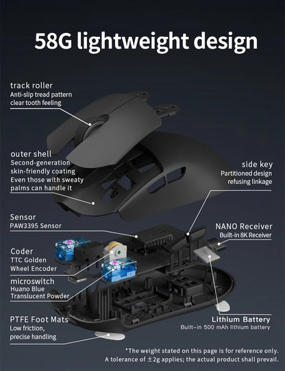 Darmoshark M3 V2 Ultralight Gaming Mouse with PAW3395 Sensor & 8K Polling
