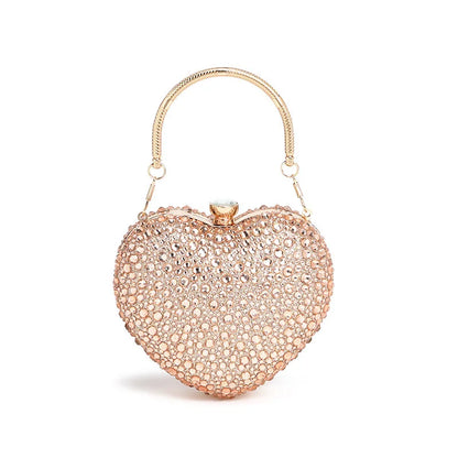 Luxury Heart Crystal Rhinestone Evening Clutch Bag