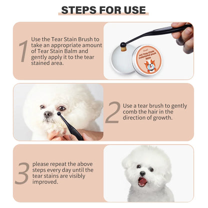 Pet Tear Stain Remover Balm with Applicator Brush