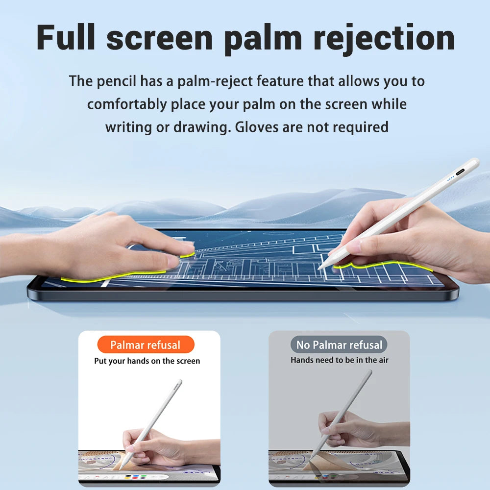 Rechargeable iPad Stylus with Palm Rejection & Magnetic Attachment