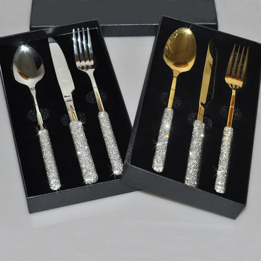 Luxury Diamond 304 Stainless Steel Cutlery Set