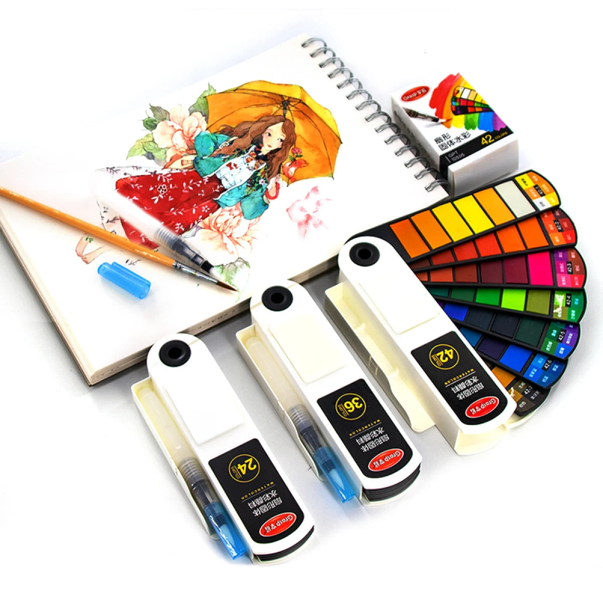Portable Watercolour Paint Set with Folding Palette