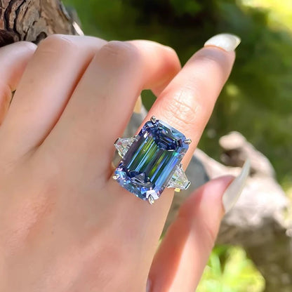 925 Sterling Silver Sapphire Statement Ring