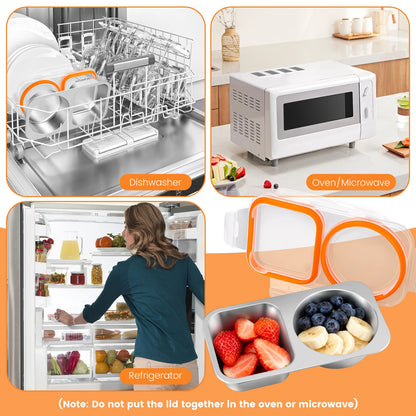 Stainless Steel Divided Bento Food Storage Box Set