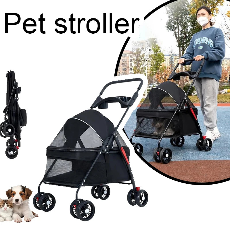 Foldable Pet Stroller for Dogs & Cats