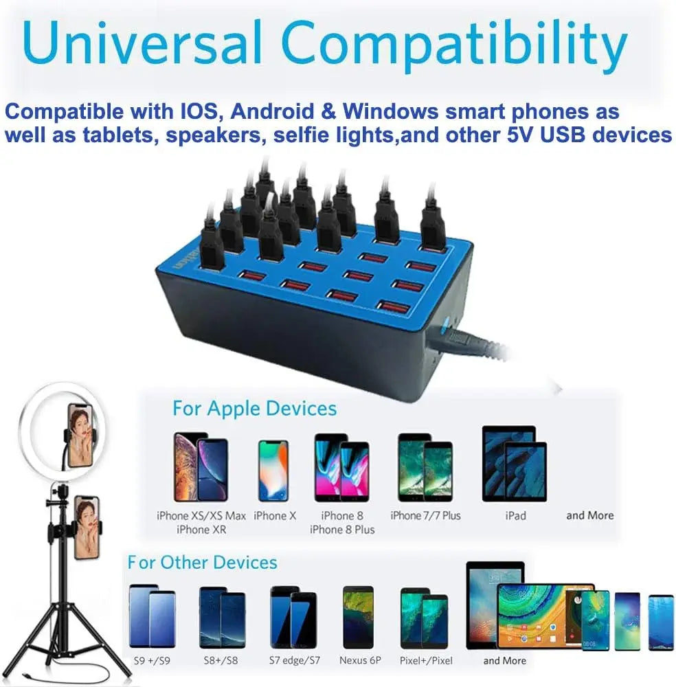 20-Port 100W USB Charging Statio