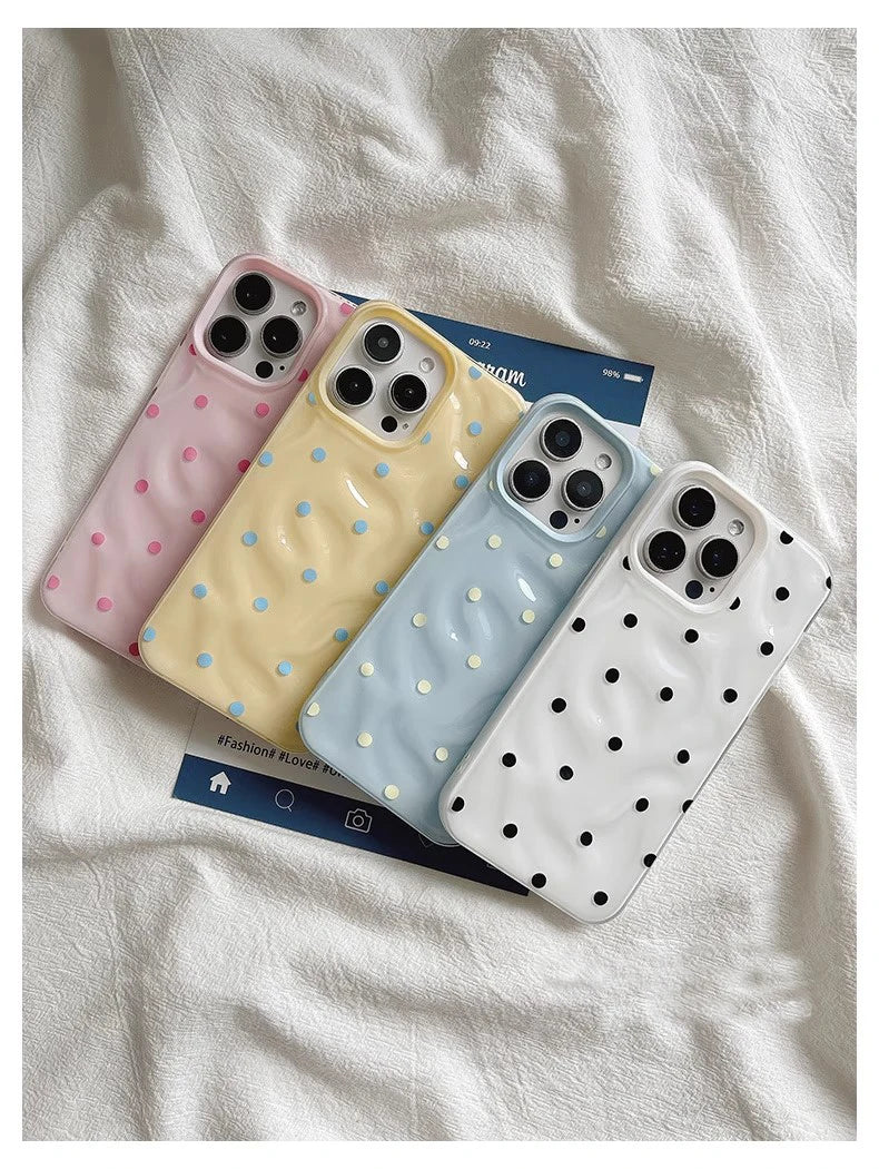 Love Polka Dot Folds Texture Phone Case For IPhone