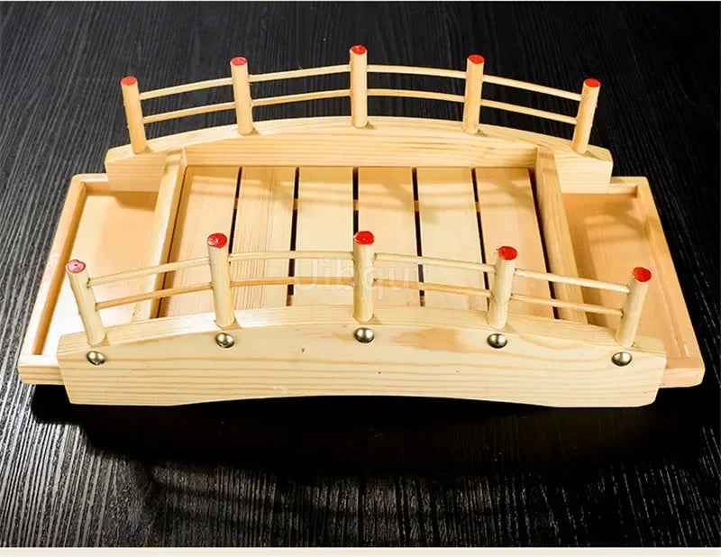 Japanese Wooden Sushi Bridge Serving Platter