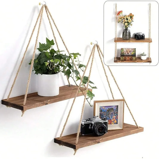 1Pc Wooden Swing Plant Flower Pot