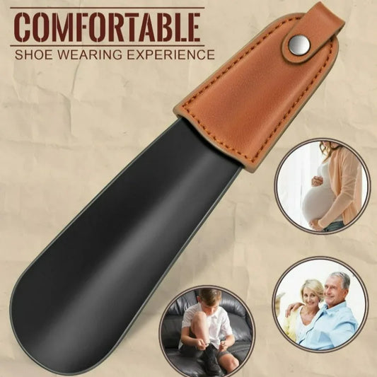 Stainless Steel Shoe Horn with Leather Handle