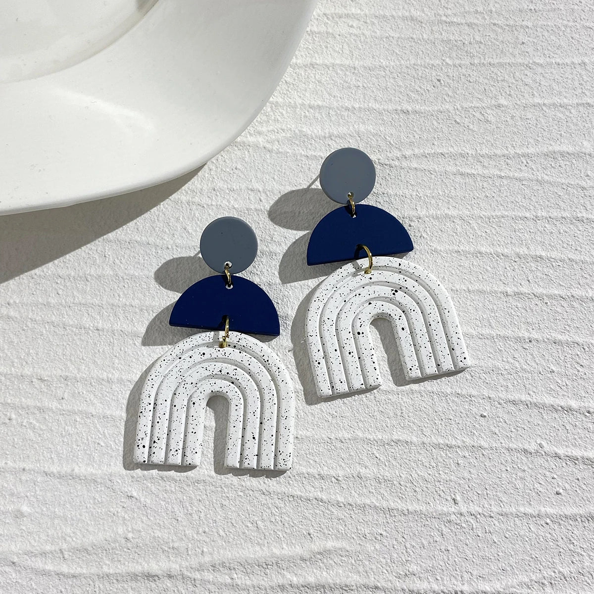 AENSOA  Colorful Painted Pattern Acrylic Drop Earrings