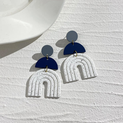 AENSOA  Colorful Painted Pattern Acrylic Drop Earrings