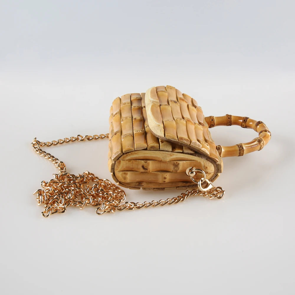 Handcrafted Bamboo Root Mini Crossbody Bag