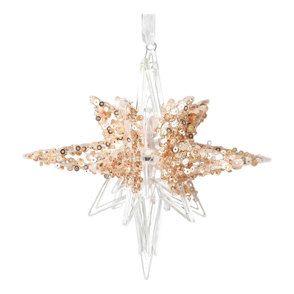 Clear Acrylic Snowflake & Icicle Christmas Ornament