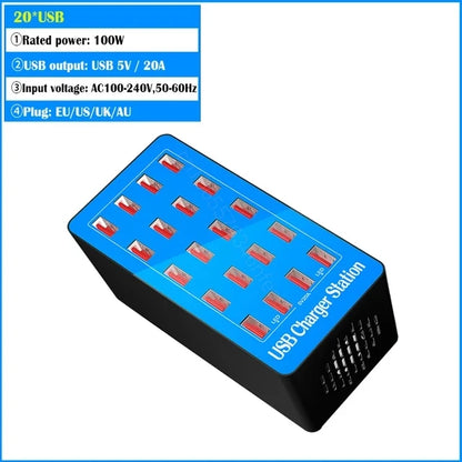 20-Port 100W USB Charging Statio