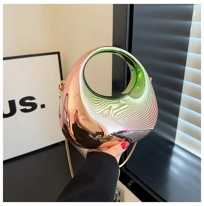 Acrylic Half-Moon Evening Clutch Bag