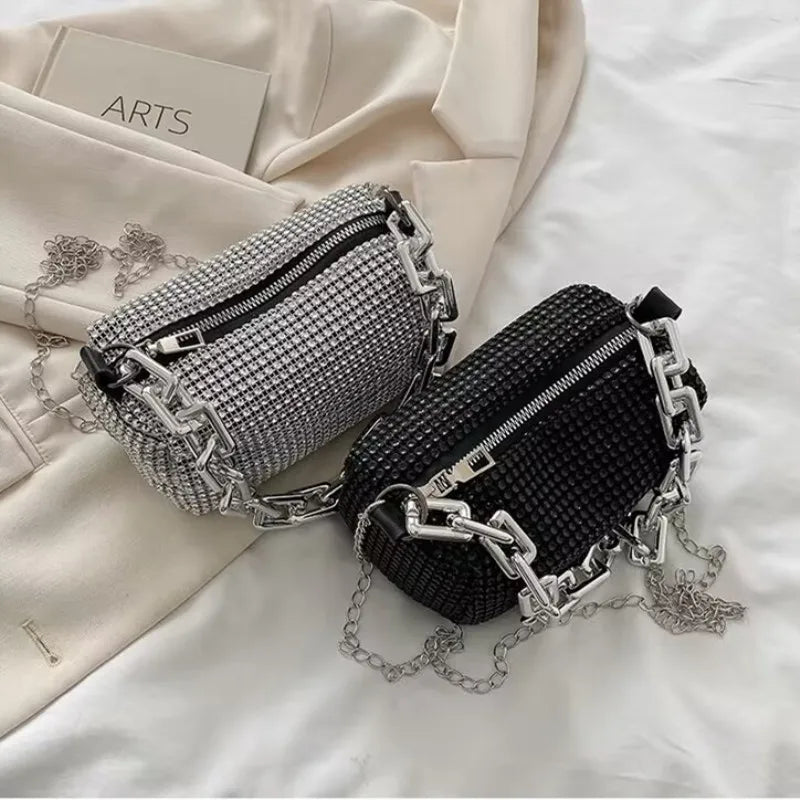 Rhinestone Chain Evening Crossbody Bag