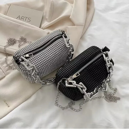 Rhinestone Chain Evening Crossbody Bag
