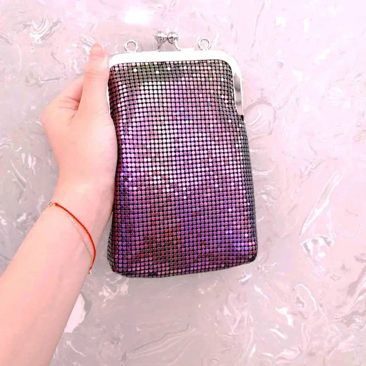 Metallic Sequin Kiss-Lock Bag