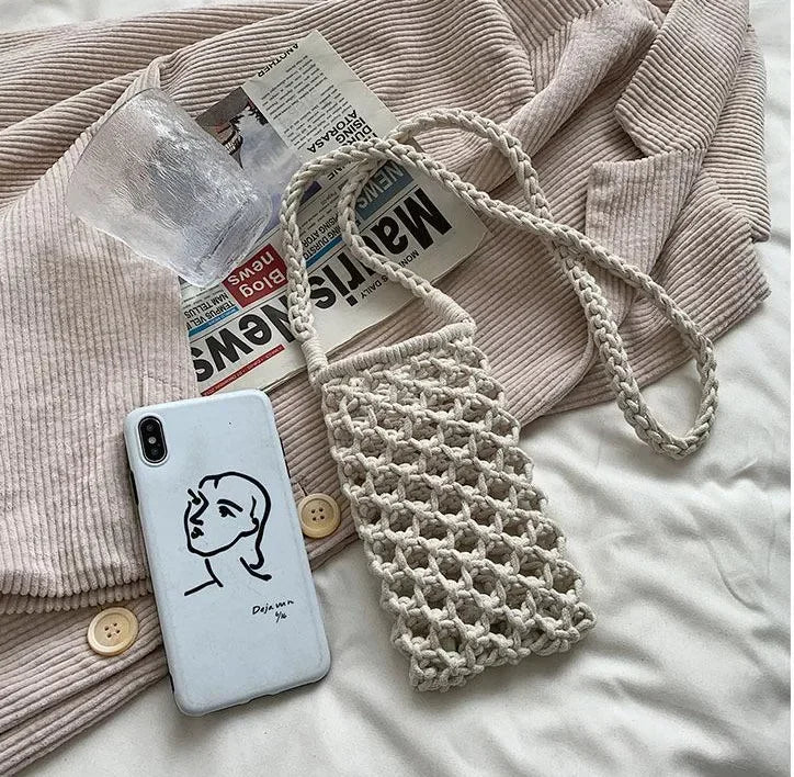 Women’s Woven Crochet Crossbody Phone Bag