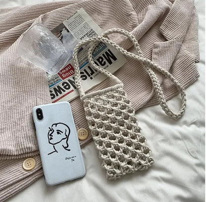 Women’s Woven Crochet Crossbody Phone Bag