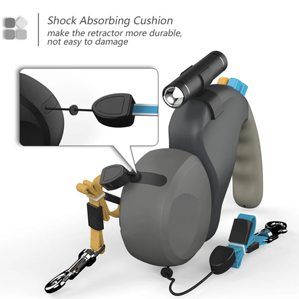 Dual Retractable Dog Leash with LED Light