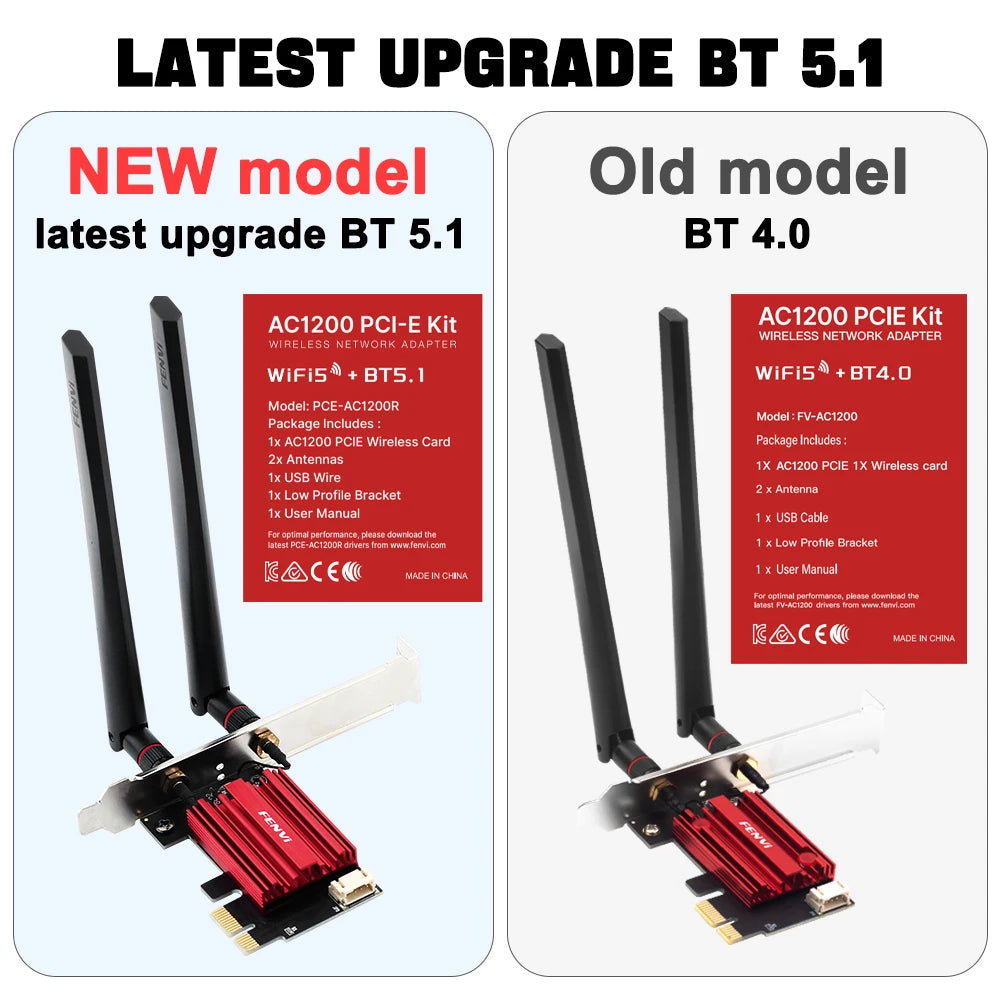 Dual-Band PCIe Wireless Network Card with Bluetooth for Desktop PCs
