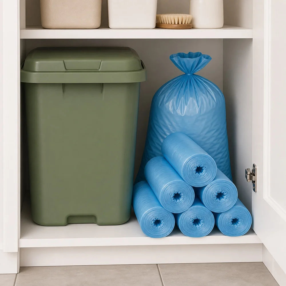Blue Household Trash Bags – 50-Pack Roll