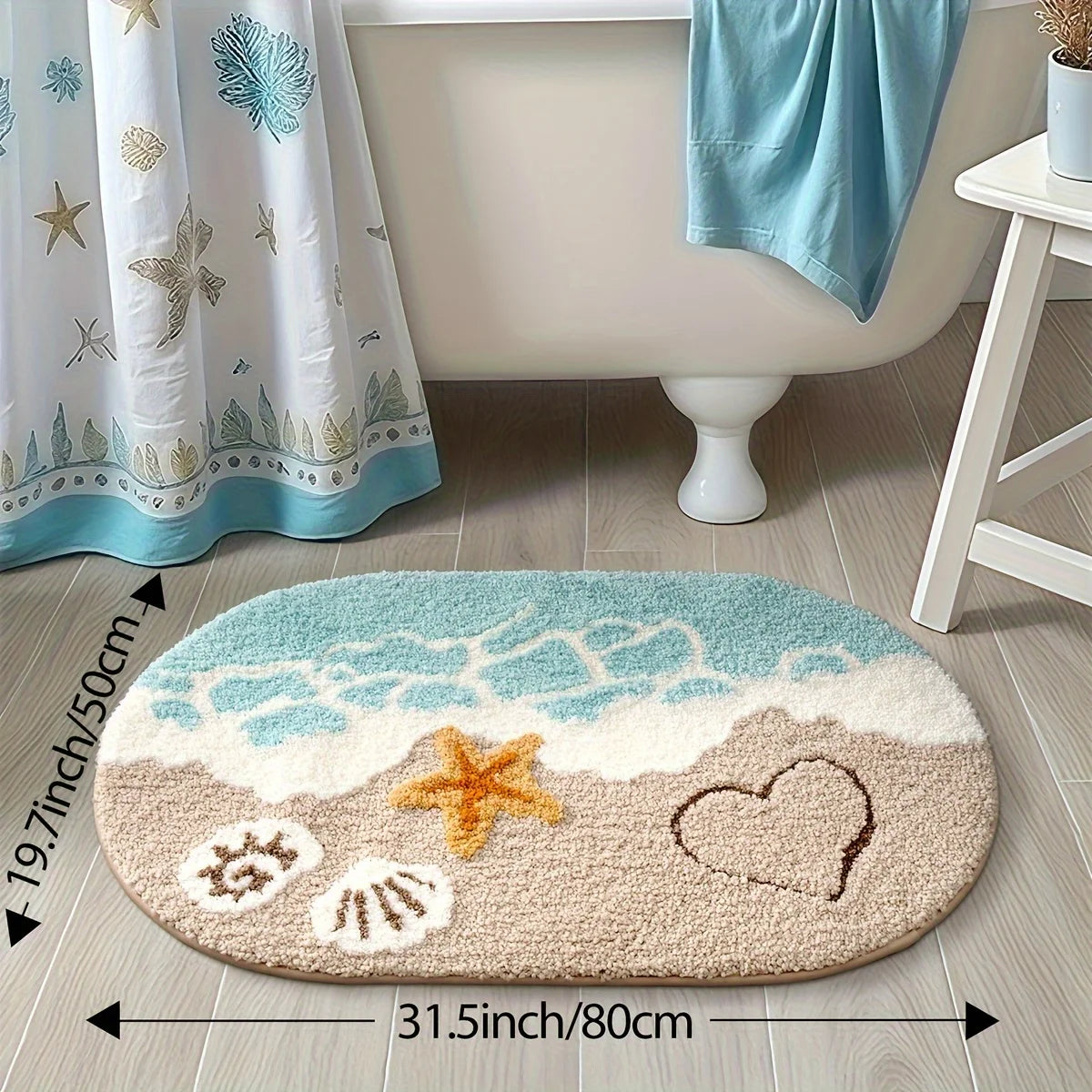 Ocean-Themed Plush Bathroom Mat
