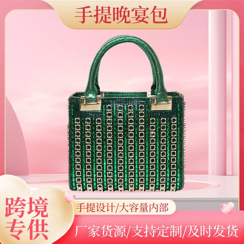Crystal Inlaid Evening Satchel Bag