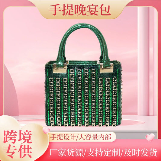 Crystal Inlaid Evening Satchel Bag