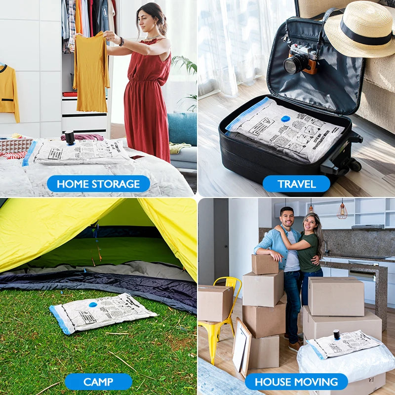 Reusable Vacuum Storage Bags with Travel Pump