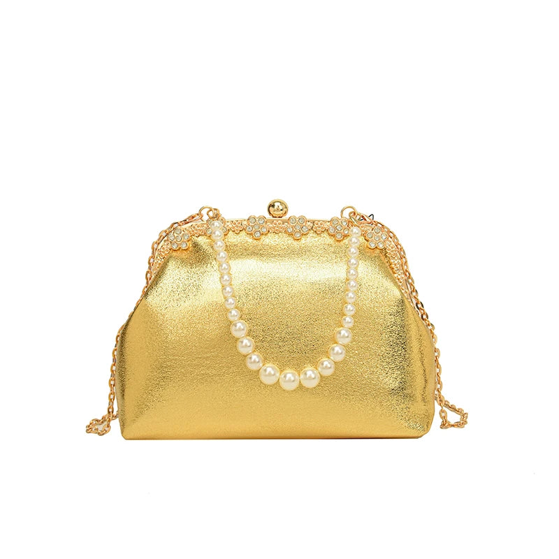 Luxury Pearl Chain Minaudière Shoulder Bag