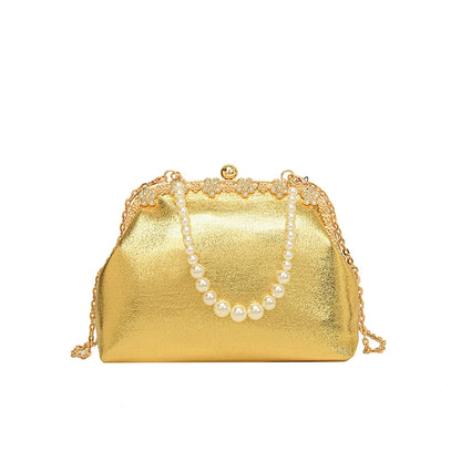 Luxury Pearl Chain Minaudière Shoulder Bag