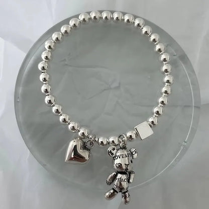 925 Sterling Silver Bear Pendant Bracelet